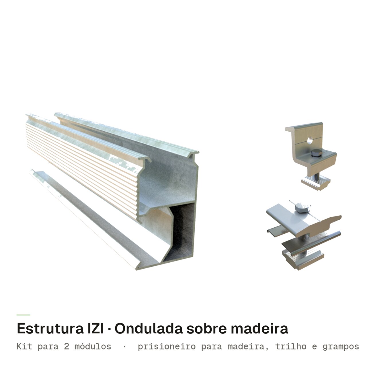Estrutura IZI ONDULADO MADEIRA para 2 módulos, imagem 1 de 2