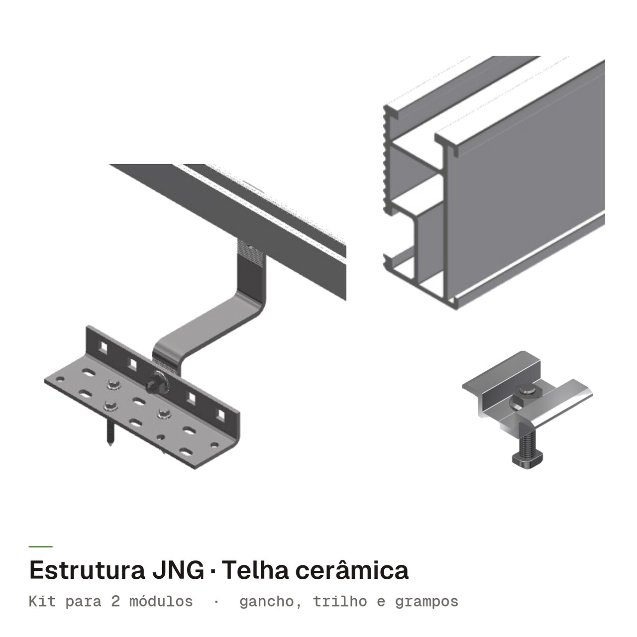 Estrutura JNG Telha cerâmica (gancho) para 2 módulos, imagem 1 de 3