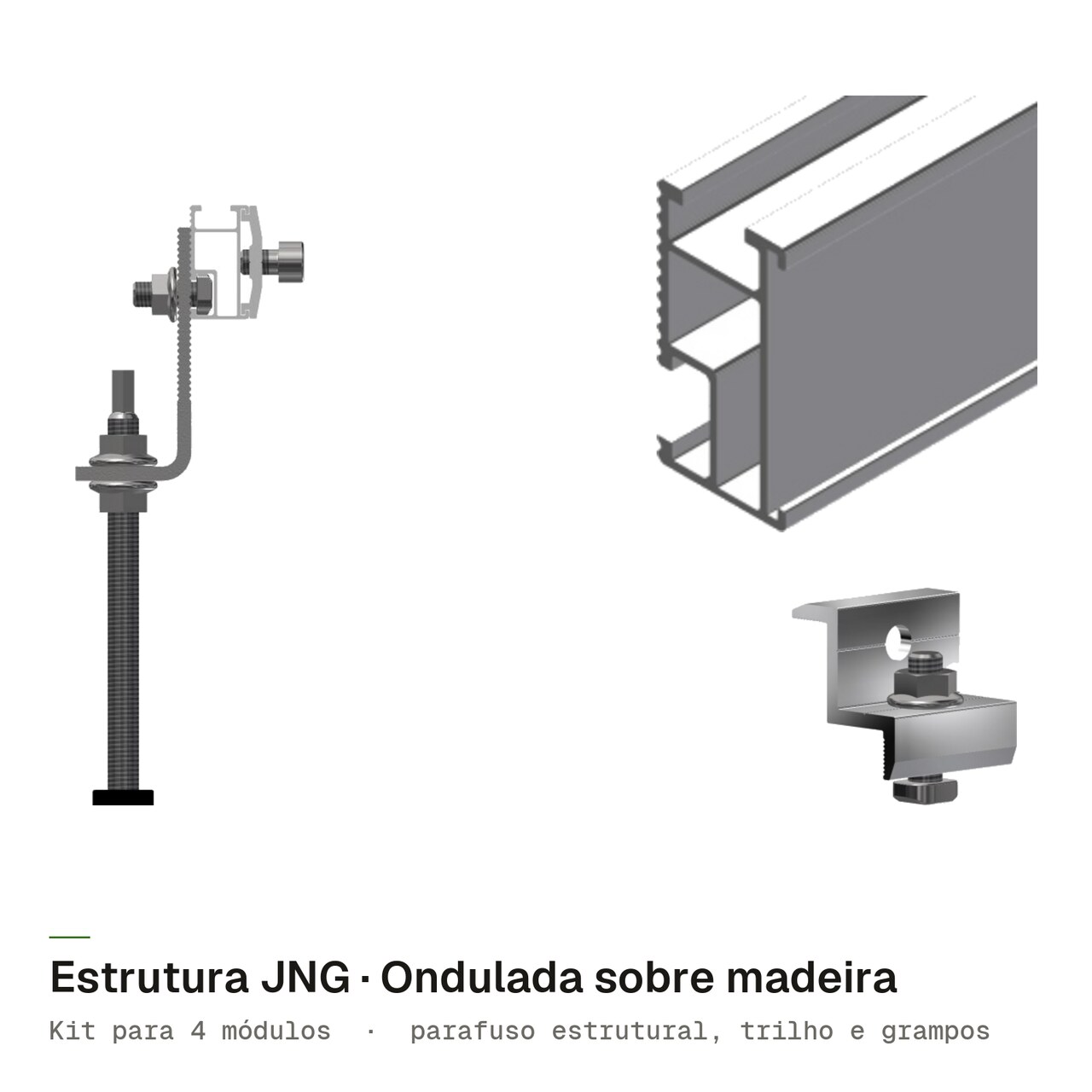 Estrutura JNG Fibrocimento com terça de madeira para 4 módulos, imagem 1 de 4