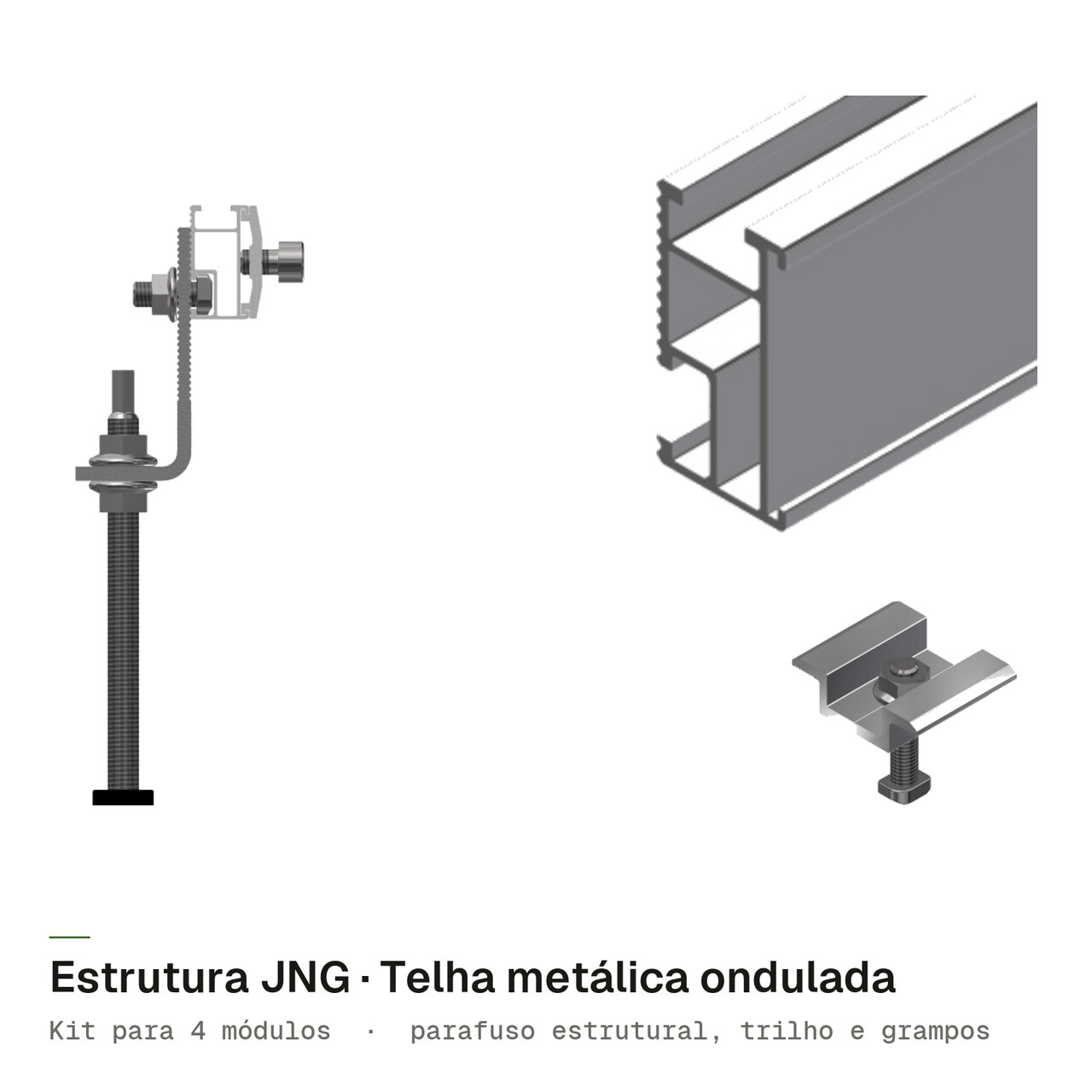 Estrutura JNG Telha metálica ondulada para 4 módulos, imagem 1 de 4