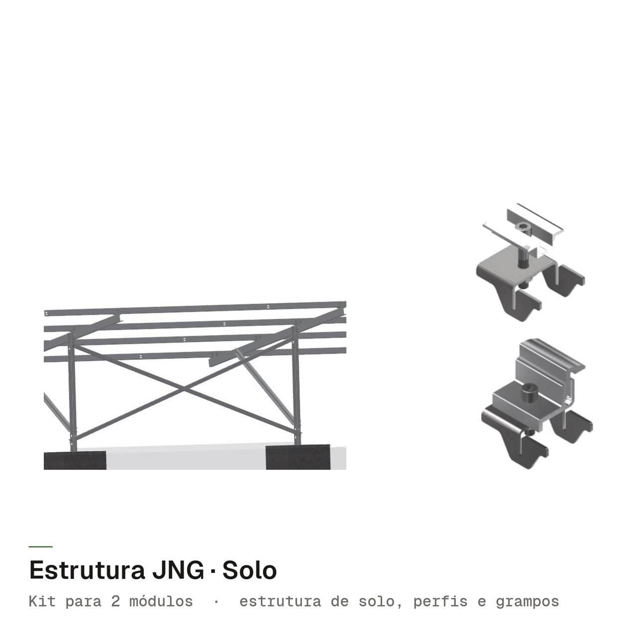 Estrutura JNG Solo (ground mount) para 2 módulos, imagem 1 de 2