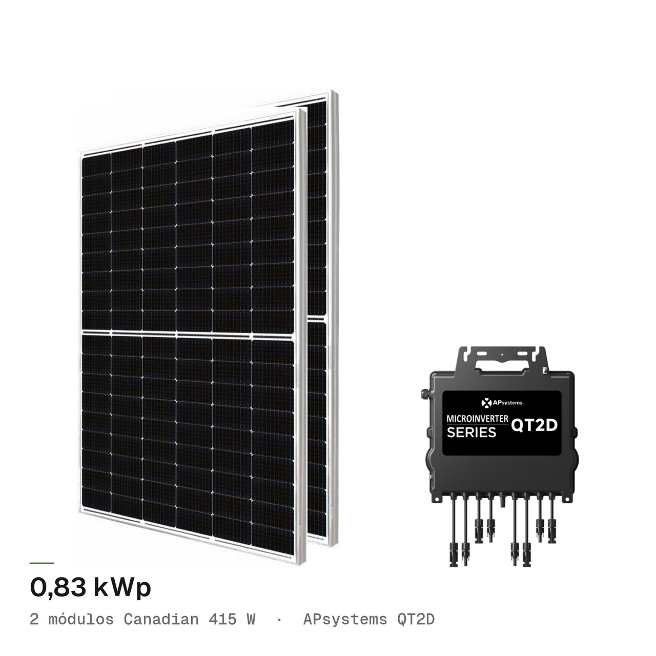 Kit 2M CANADIAN 415W + APsystems QT2D, imagem 1 de 1