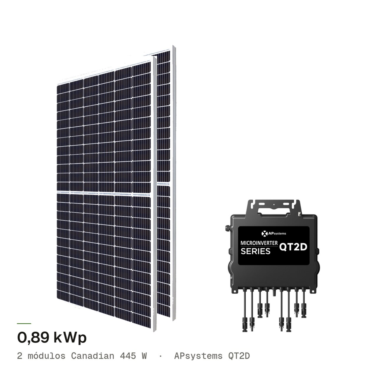 Kit 2M CANADIAN 445W + APsystems QT2D, imagem 1 de 1