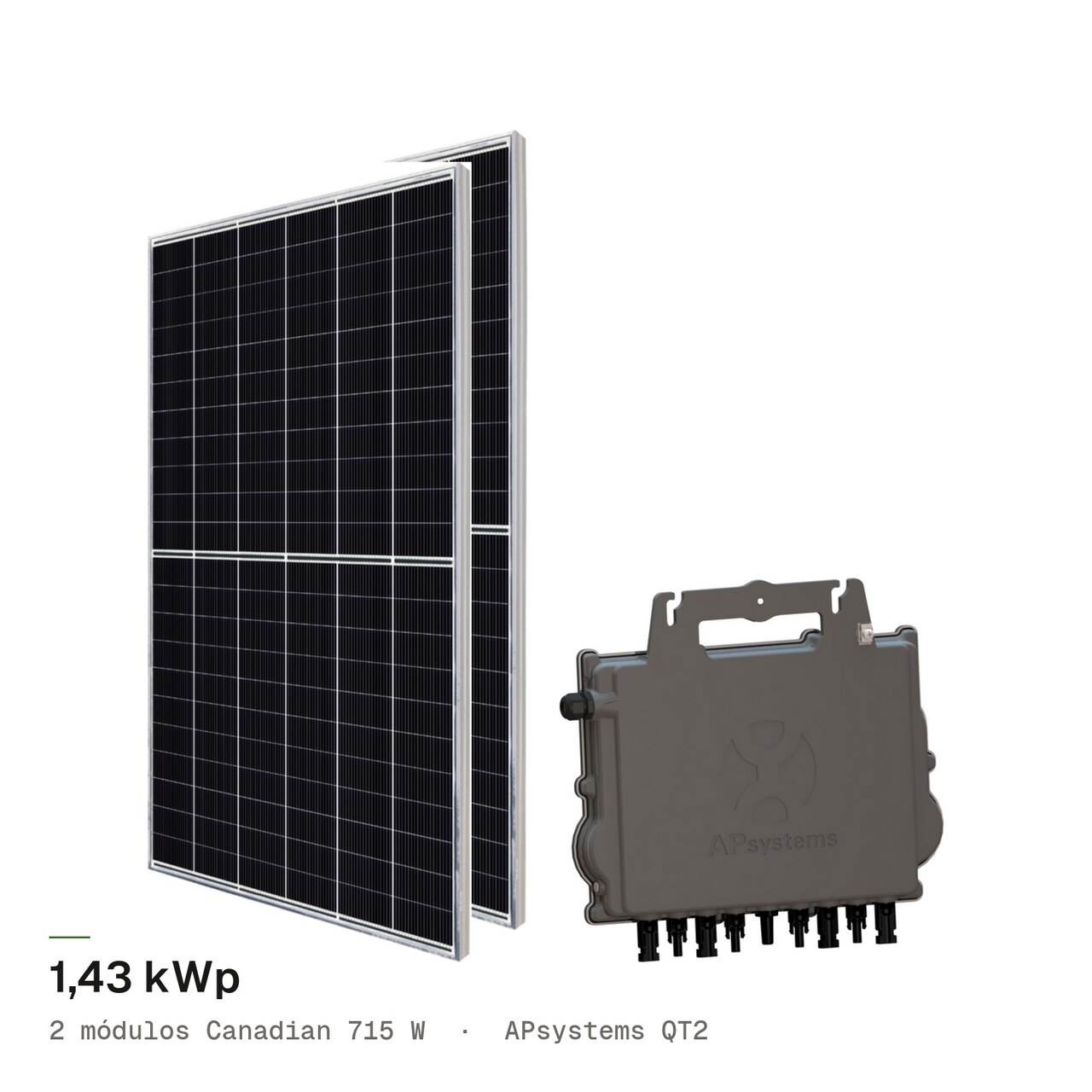 Kit 2M CANADIAN 715W + APsystems QT2, imagem 1 de 1