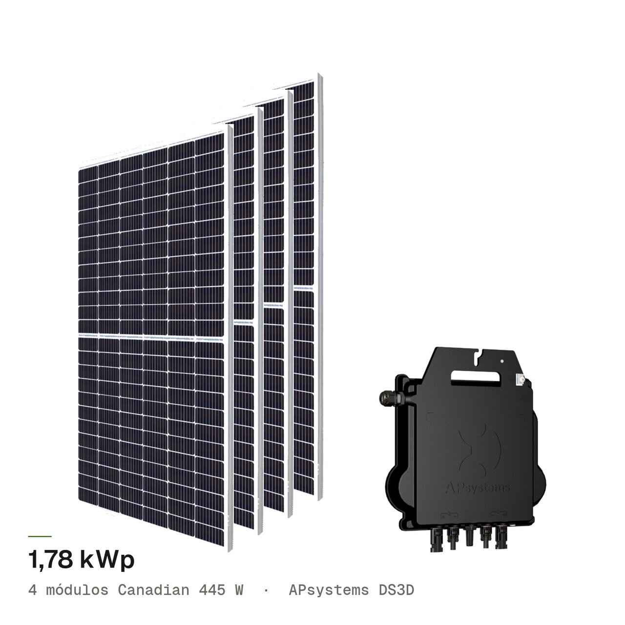 Kit 4M CANADIAN 445W + APsystems DS3D, imagem 1 de 1