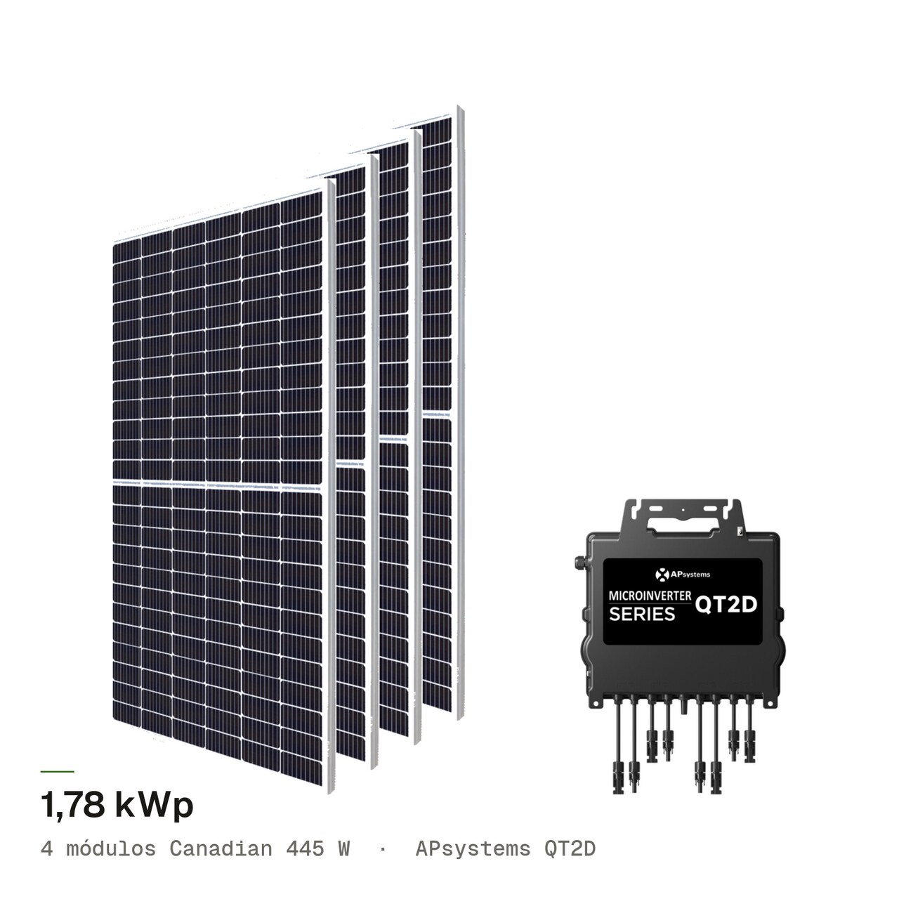 Kit 4M CANADIAN 445W + APsystems QT2D, imagem 1 de 1