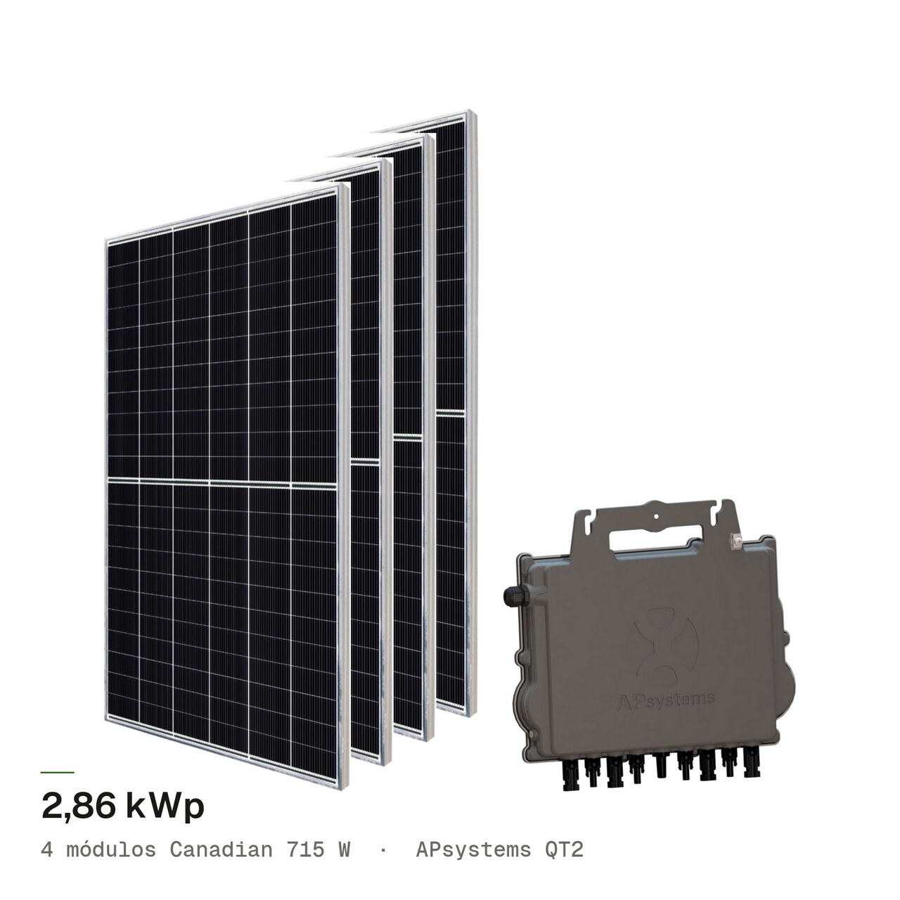 Kit 4M CANADIAN 715W + APsystems QT2, imagem 1 de 1