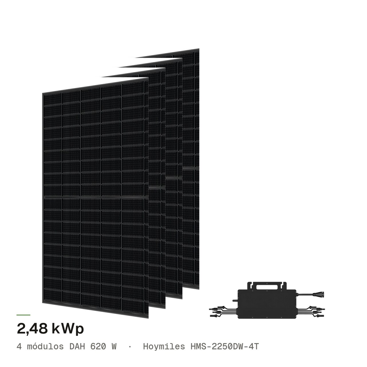 Kit Solar 4 Módulos DAH 620W + Microinversor Hoymiles HMS-2250 (2,48 kWp), imagem 1 de 1