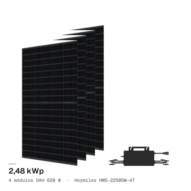 Kit Solar 4 Módulos DAH 620W + Microinversor Hoymiles HMS-2250 (2,48 kWp)