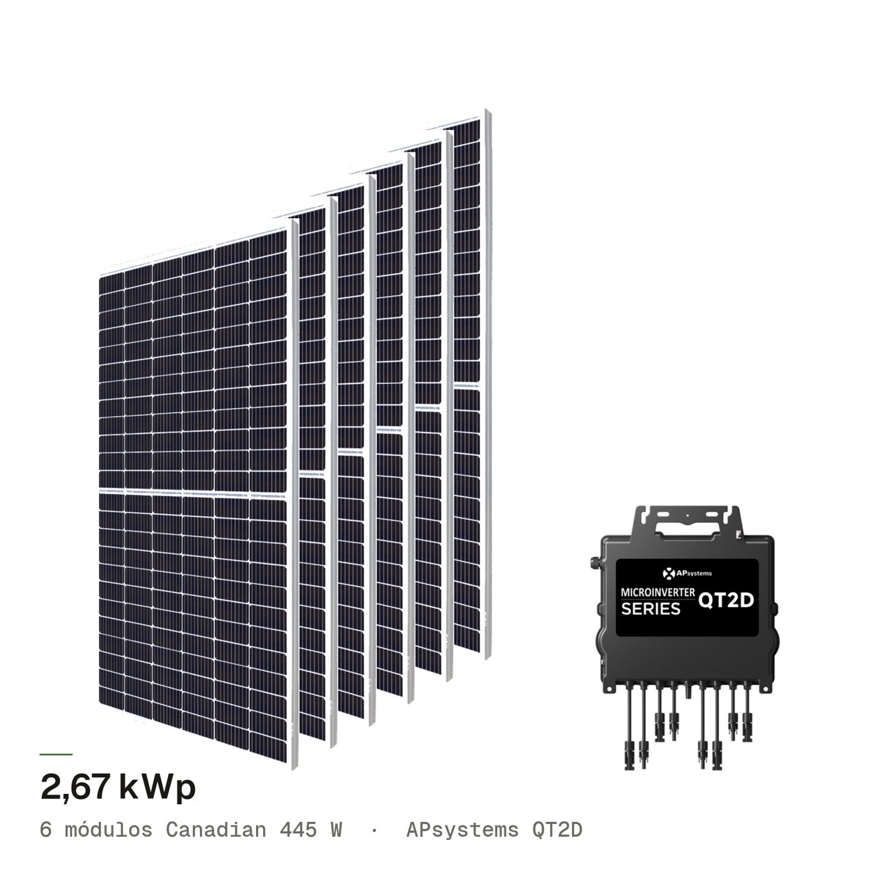 Kit 6M CANADIAN 445W + APsystems QT2D, imagem 1 de 1