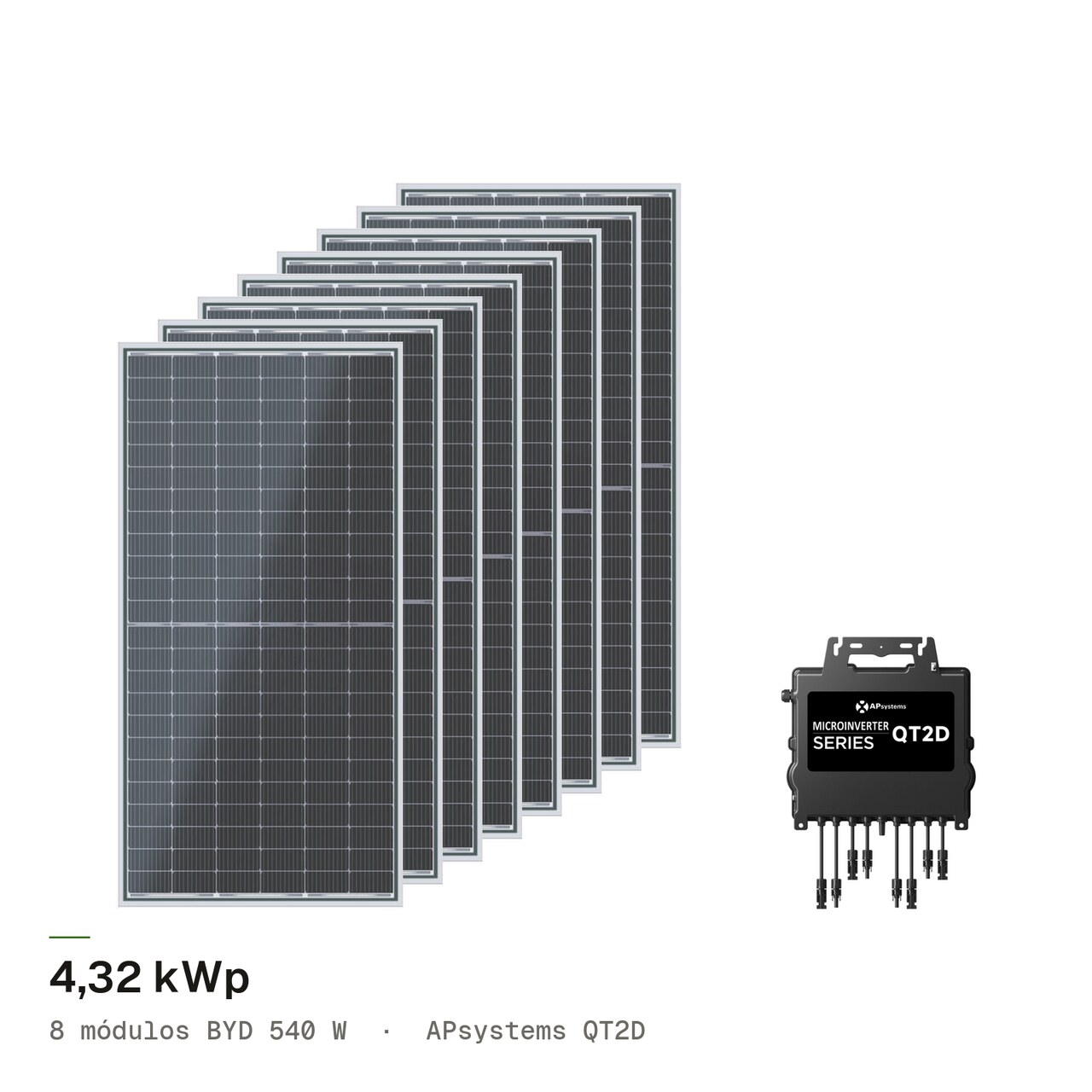 Kit 8M BYD 540W + APsystems QT2D, imagem 1 de 1