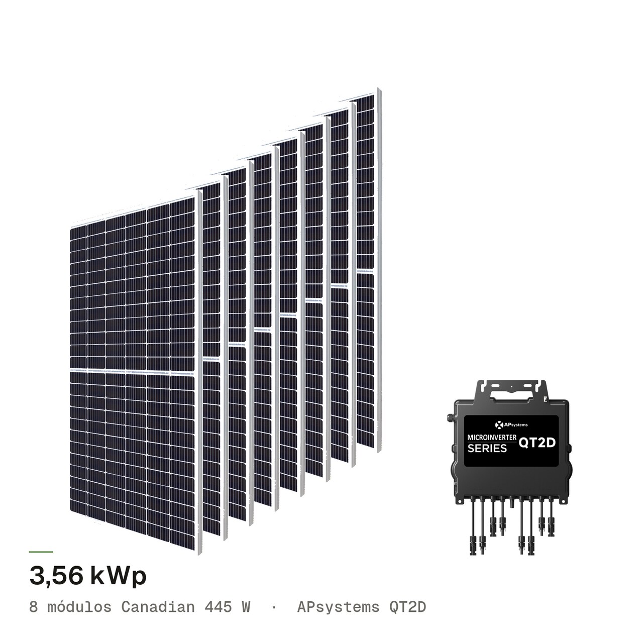 Kit 8M CANADIAN 445W + APsystems QT2D, imagem 1 de 1